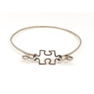Sterling Silver Puzzle Piece Cuff Bracelet